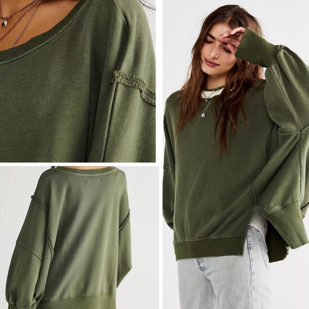 FP Camden Oversized Sweatshirt in Sand Heather Gray - Picture 12 of 14